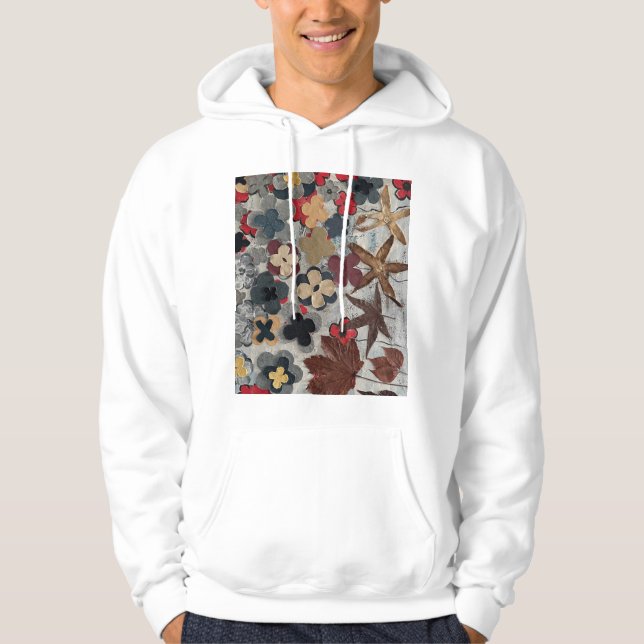 Imprimé Artistique Floral Sweat à Capuche Sarcelle (Devant)