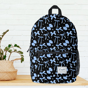 Imprimé Black Coquette Bow Nom personnalisé Sac à dos impr