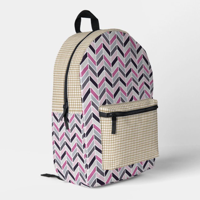 Imprimé Chevron et Check Motif Print Cut Sew sac à dos (Coin arrière gauche)