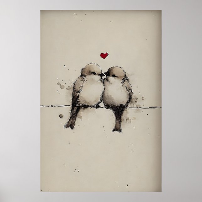 Imprimé d'amour de moineaux, impression de la Sain (Devant)