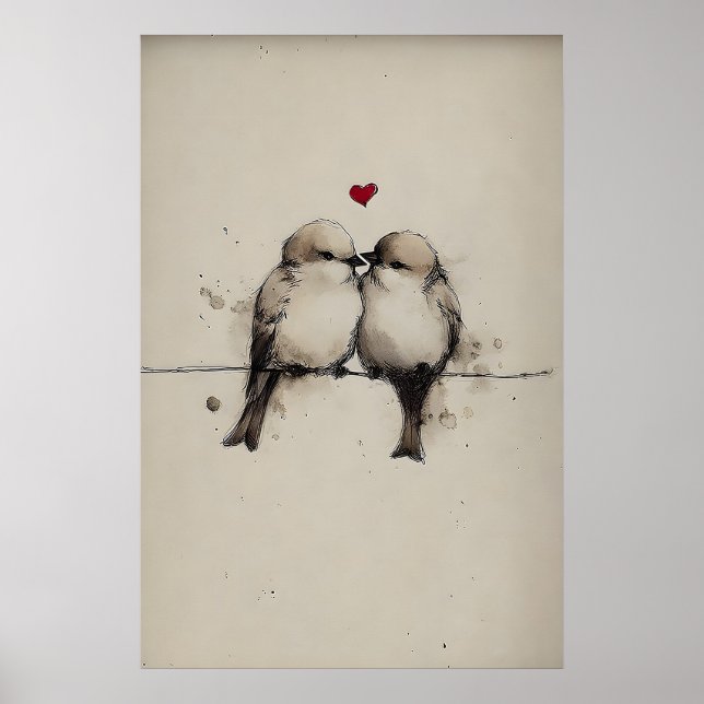 Imprimé d'amour de moineaux, impression de la Sain (Devant)