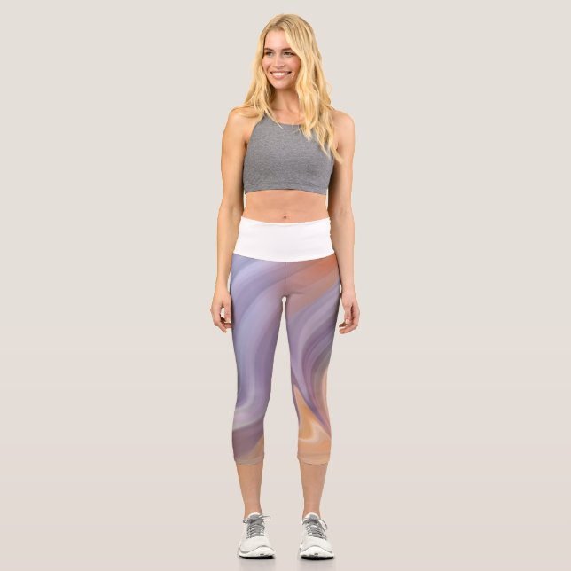 imprimé d'art liquide violet orange Capri leggings (Recto)