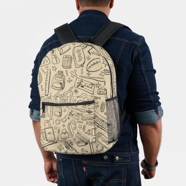 Imprimé Design de sac à dos amusant avec des objets scolai (Insitu (Modèle))