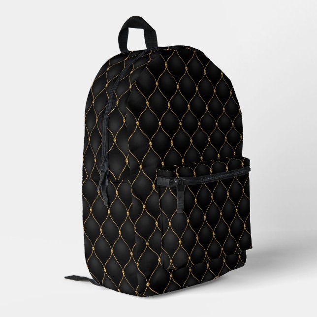 Imprimé Diamants d'or d'oignon Tufé noir sac à dos (Coin arrière gauche)