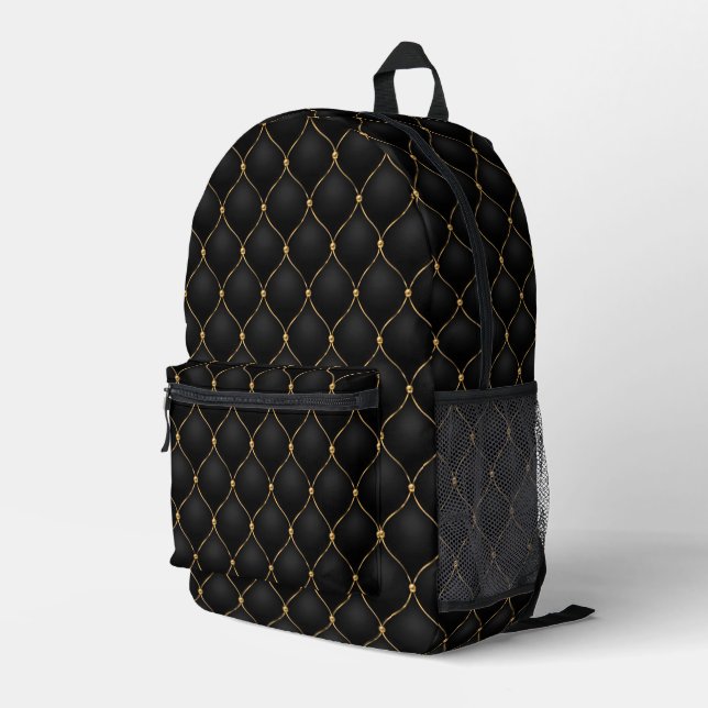 Imprimé Diamants d'or d'oignon Tufé noir sac à dos (Coin arrière droit)