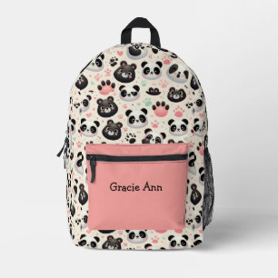 Imprimé Drôle Panda ours Motif rose noir sac à dos