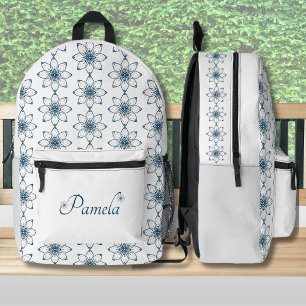 Imprimé Élégant sac à dos bleu Floral Design
