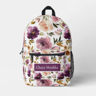 Imprimé Élégant sac à dos pour fille florale violet