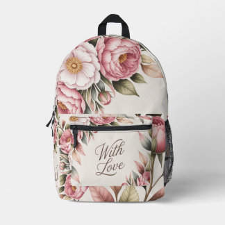 Imprimé Élégant sac à dos "With Love" Rose Floral