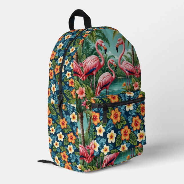Imprimé Flamant rose tropical Hawaï sac à dos de vacances (Coin arrière gauche)