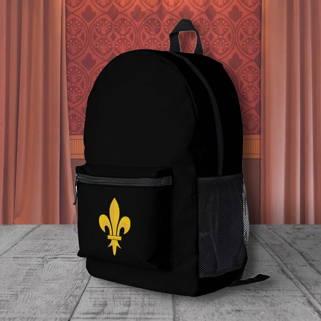Imprimé Fleur de Lis sur sac à dos noir (Fleur de Lis on Black Backpack)