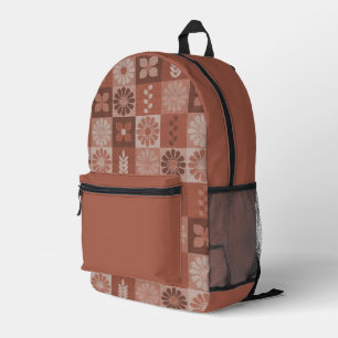 Imprimé Fleurs de Burlap Brown Rustique Laisser sac à dos