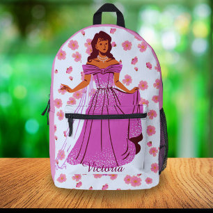 Imprimé Joli sac à dos floral princesse rose pour filles à