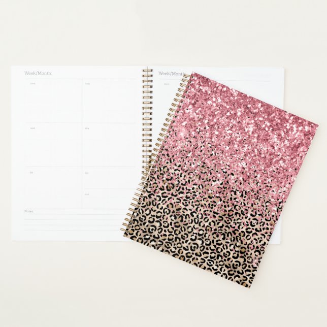 Imprimé léopard Glam Or Paillettes Rose Brillantes (Devant avec enveloppe)