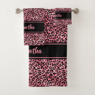 Imprimé Léopard Noir Rose Élégant Personnalisé