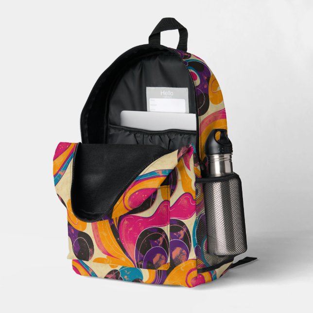 Imprimé les années 70 sac à dos Retro Dream (Coin arrière droit (ouvert))