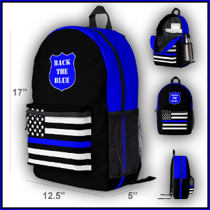 Imprimé [Ligne Bleue Mince] Retourner le sac à dos de la p