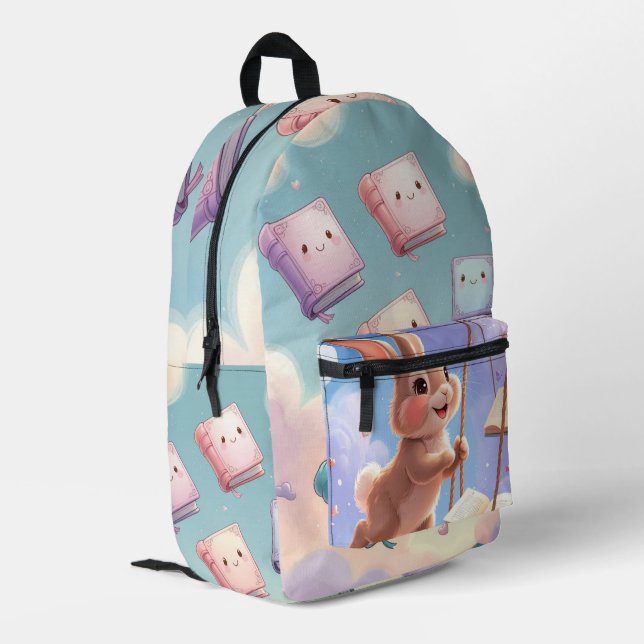 Imprimé Lire, Jouer, Répéter – Sac à dos de lapin fantaisi (Coin arrière gauche)