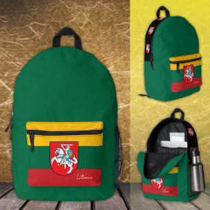 Imprimé Lituanie, sac à dos vert, drapeau lituanien /coutu