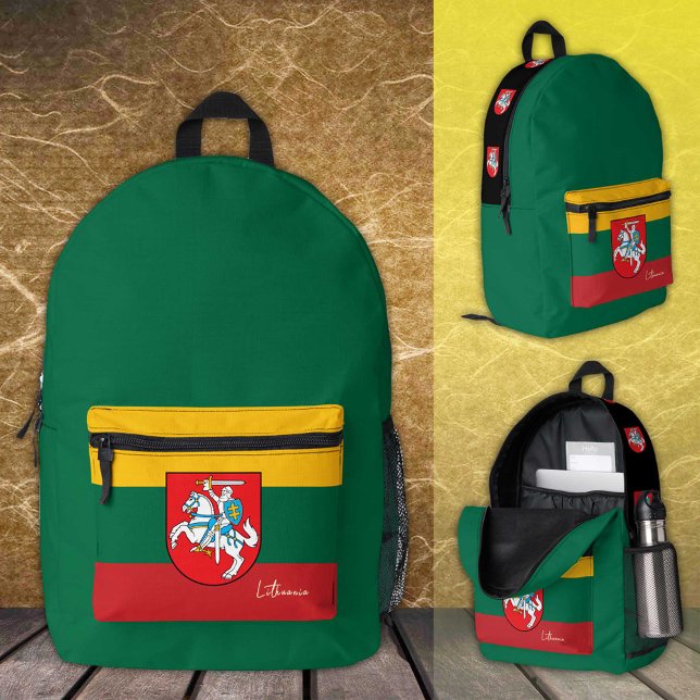 Imprimé Lituanie, sac à dos vert, drapeau lituanien /coutu (Créateur téléchargé)