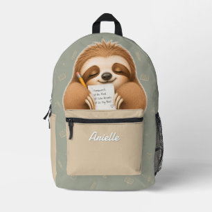 Imprimé Mignon sac à dos de paresseux Sage Beige pour enfa
