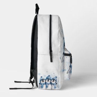 Imprimé Mignon sac à dos de pingouin d'hiver | Aquarelle a