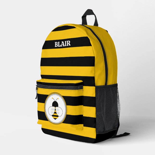 Imprimé Motif d'abeilles personnalisé - sac à dos cousu (Coin arrière droit)