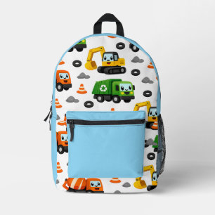Imprimé Motif de sac à dos de camions de construction mign