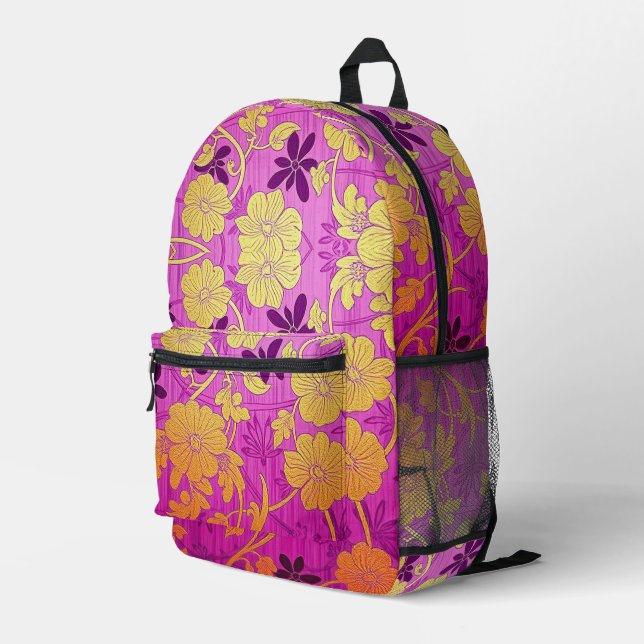 Imprimé MOTIF rose violet ORIENTAL - sac à dos (Coin arrière droit)