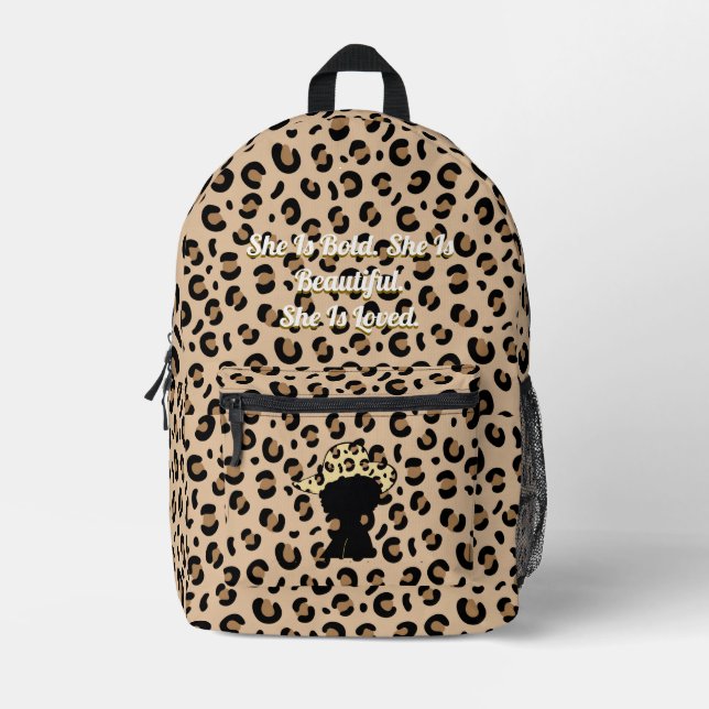Imprimé Mots d'affirmation Cheetah Imprimer sac à dos (Recto)