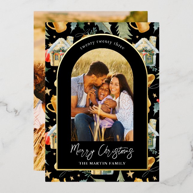 Imprimé noir de vacances confortable avec photos (Recto/Verso)