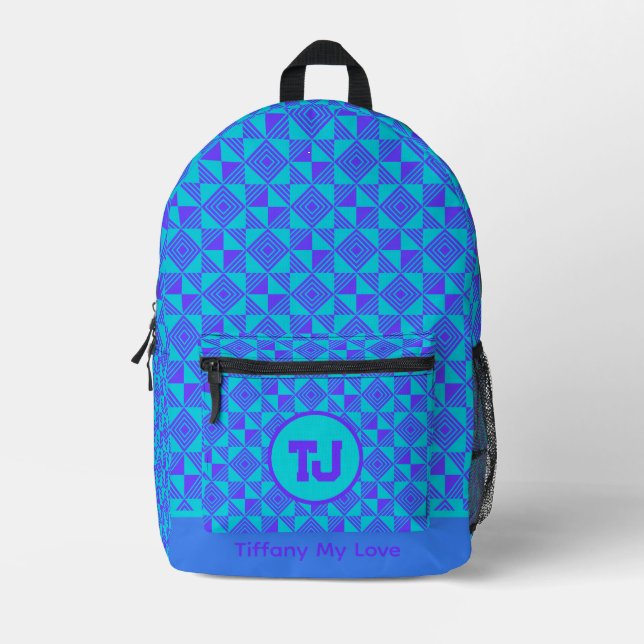 Imprimé Nom monogramme tendance Sac à dos personnalisé per (Recto)