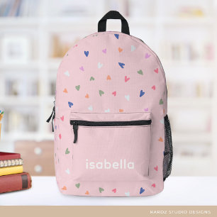 Imprimé Nom personnalisé Coeur mignon Fille sac à dos