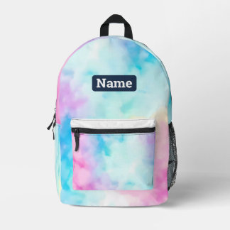 Imprimé Nom personnalisé Pastel Tie Dye Sac à dos