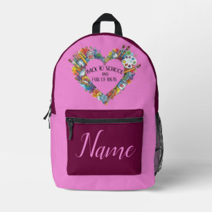 Imprimé Nom personnalisé Sac à dos rose pour filles de ret
