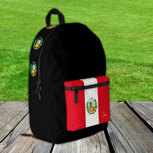 Imprimé Pérou, sac à dos noir, Drapeau péruvien / patrioti