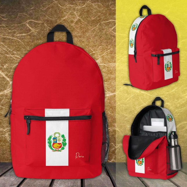 Imprimé Pérou, Sac à dos rouge, Drapeau péruvien / patriot (Créateur téléchargé)