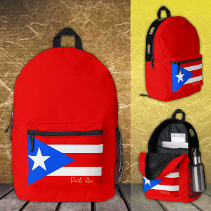 Imprimé Porto Rico, sac à dos rouge, drapeau portoricain