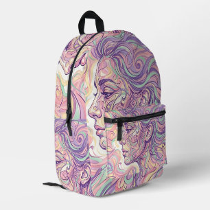 Imprimé Profil de portrait d'art abstrait Sac à dos à encr