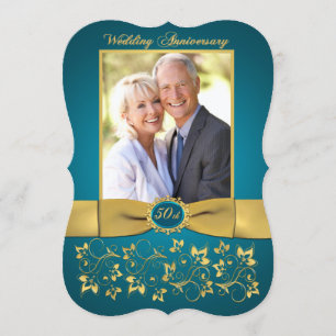 IMPRIMÉ RIBBON 50e anniversaire Invitation - Turqu