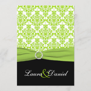 IMPRIMÉ RIBBON Noir, Invitation Mariage damassé ve