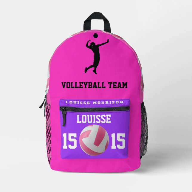 Imprimé Rose fuchsia volleyball sac à dos filles joueur (Recto)