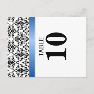 Imprimé Royal Blue Ribbon Damask Numéro de table
