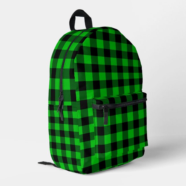 Imprimé Sac à dos à chèques noir et vert (Coin arrière gauche)