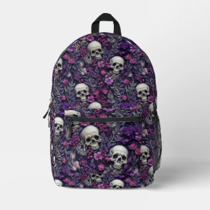 Imprimé Sac à dos à crânes et fleurs violettes