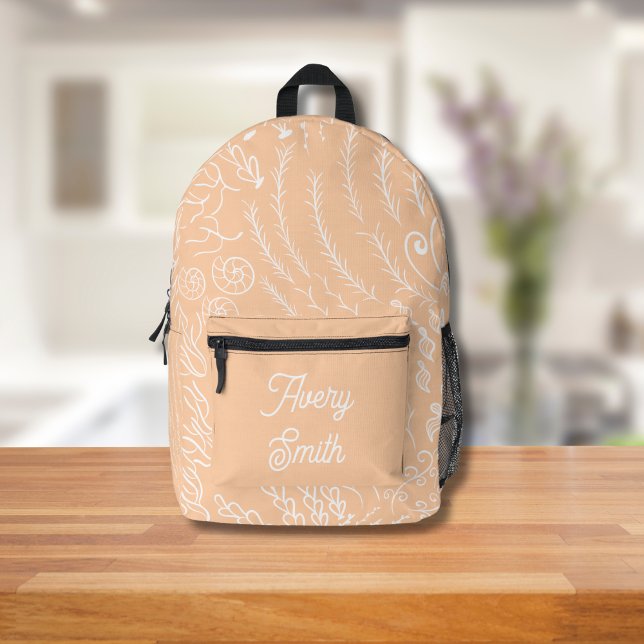 Imprimé Sac à dos à impression océan - Vagues et corail à  (Peach Ocean Scene Backpack
)