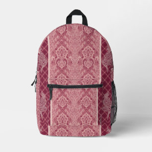 Imprimé Sac à dos à motif damassé rose poussiéreux vintage