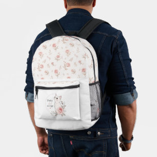 Imprimé Sac à dos à motif floral de chat plutôt sauvage