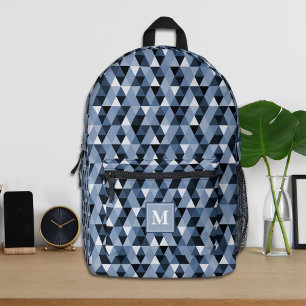 Imprimé Sac à dos à motif géométrique bleu personnalisé