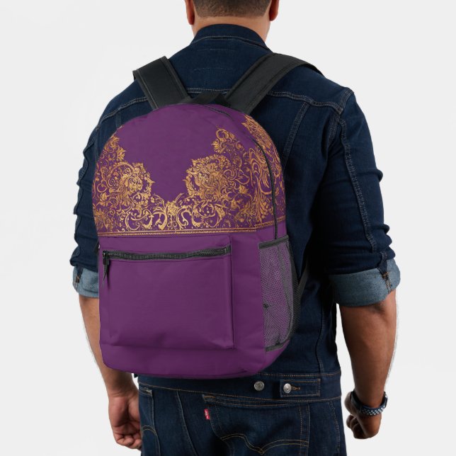 Imprimé Sac à dos à motif indien violet or (Insitu (Modèle))